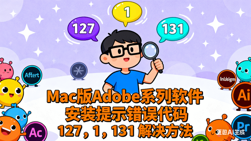 Mac教程 – Adobe系列 错误代码 127，1，131 解决方法-玩客空间