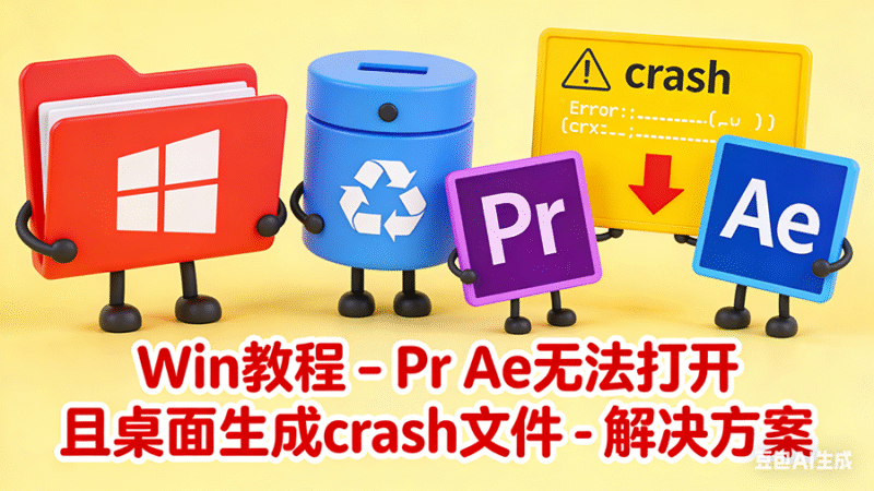 Win教程 – Pr Ae无法打开且桌面生成crash文件 - 解决方案-玩客空间