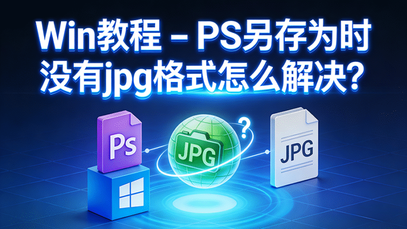 Win教程 – PS 另存为时没有 jpg 格式怎么解决？-玩客空间